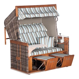 Sonnenpartner Strandkorb Präsident Teak 2-Sitzer XL Liegemodell cappuccino/taupe - Bild 1 von 3