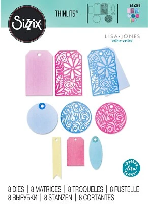 New Retired Sizzix Thinlits Intricate Tags 8pc #665396 Retail $22.99 Lisa Jones - Image 1 of 4