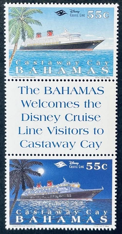 BAHAMAS CASTAWAY CAY DISNEY CRUISE LINES STAMPS PAIR MNH 1998 SHIP DAY & NIGHT Cover