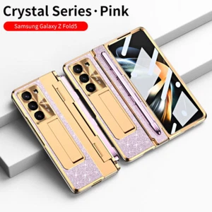 360 Case For Samsung Galaxy Z Fold5 Fold4 Plating Glitter Hinged Glass Cover+Pen - Bild 1 von 20