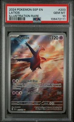 2024 Pokemon SSP en Surging Sparks Latios Illustration Rare #203 PSA 10 Gem Mint - Image 1 of 2