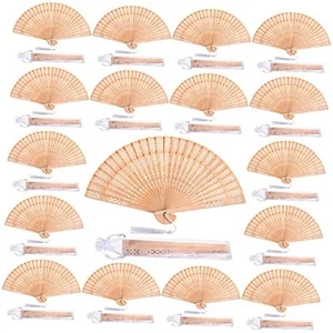 60Pcs Wooden Hand Fans Folding Wedding Fans for Guest Chinese Hollow Pattern - Picture 1 of 7
