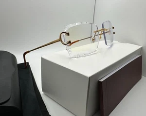 Signature Big C Diamond Cut Piccadilly Clear/Gold Wire Buffalo Horn Glasses - Picture 1 of 1