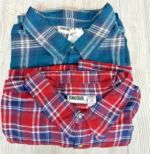 Camisas de franela LS a cuadros de algodón grandes y altas talla 8XL KingSize para hombre lote de 2 nuevas con etiquetas - Imagen 1 de 13