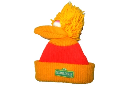复古 70 年代 80 年代 SESAME STREET 黄色 大鸟 冬季 BEANIE 儿童帽 滑雪帽 青少年 尺寸 — 第 1/4 张图片