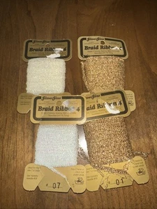 NEW Lot of 4 Braid Ribbon Stuff Needlepoint Ribbon Cross Stick Thread EMBROIDERY - Picture 1 of 11