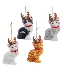 Set di 4 Noble Gems™ Gatto in Vetro con Corna Ornamenti NB1848 con - Foto 1 di 1