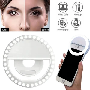 Selfie LED Light Ring Flash Clip Rechargeable Camera For Phone & iPhone Tablets - Picture 1 of 10