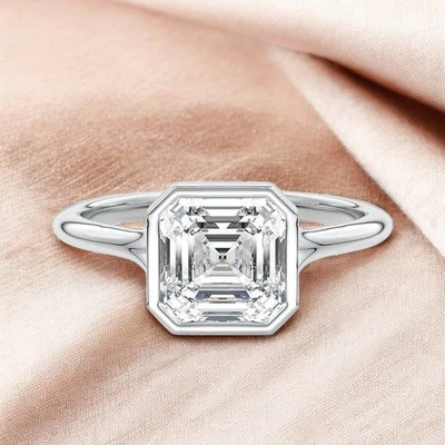 Asscher Wedding Diamond  Ring 2 Carat  IGI Lab Grown 950 Platinum - Image 1 of 4
