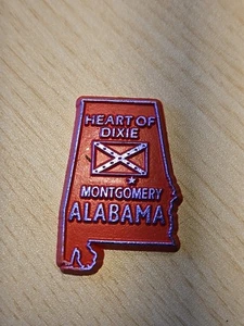 Vintage West Heart of Dixie Montgomery Alabama AL Rubber Magnet State Map - Picture 1 of 3