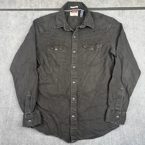 Vintage Wrangler Jeanshemd Herren M Schwarz Dark Wash Pearl Snap Flex Comfort - Bild 1 von 7