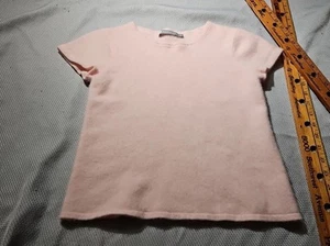 InCashmere Shirt Womens Medium Pink Cashmere Luxury Knit Crew Neck Quiet Money - Picture 1 of 11