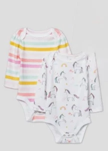Neu mit Etikett Cloud Island Einhorn rosa 3er-Pack Langarm Body Anzug Größe 0-3 Monate - Bild 1 von 5