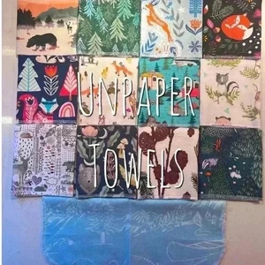 Unpaper Towels Flannel Towels Reusable Napkins Handmade NEW NWT Woodland - Picture 1 of 16