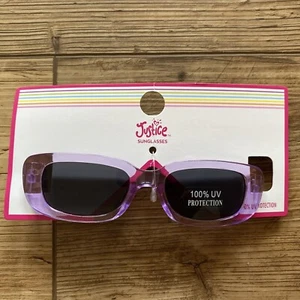 Justice Fashion Sunglasses 100% UV Protection Rectangle  Purple  NEW  - Picture 1 of 2