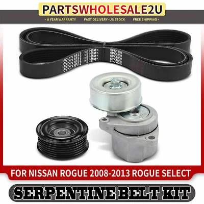 Kit de 3 componentes de transmisión por correa Serpentine para Nissan Rogue Rogue Select 2014-2015 Foto 1 de 4