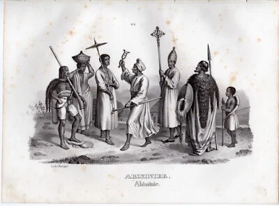 1840 年辛茨古董版画:阿比西尼亚人、非洲人、民族志 — 第 1/2 张图片