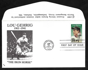#2417  25c Lou Gehrig -"Iron Horse" GM Cachet FDC - Picture 1 of 2