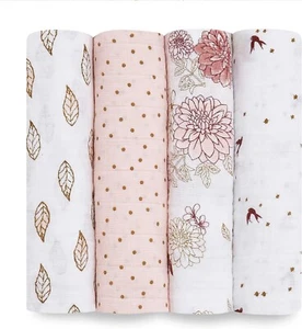 aden + anais 100% cotone confezione da quattro coperte in mussola di dalia fascia e ricezione nuove con scatola - Foto 1 di 7