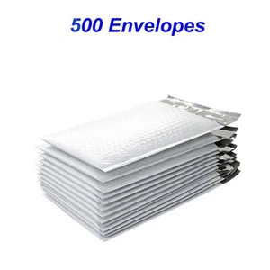 500 #000 Borse Imbottite Poly Bubble Foderate Mailers Buste Spedizione 4x7" Utilizzabili - Foto 1 di 4