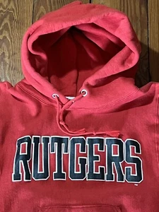 Vtg Sand-Knit Sweatshirt Mens Hoodie Rutgers MacGregor USA 80s Red college S - Picture 1 of 12