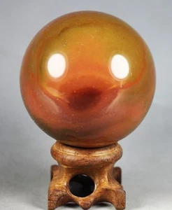 220g Polished POLYCHROME JASPER SPHERE w/Rosewood Stand Madagascar - Picture 1 of 12