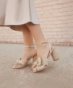 Loeffler Randall Camellia Platinum Penny Knot Sandals Womens 10 - Picture 1 of 21