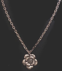 Lady of Guadalupe Flower Necklace - Vintage Pewter - 18" - 22" - Picture 1 of 1
