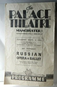 1941 Palace Theatre Manchester programa de ópera y ballet ruso Segunda Guerra Mundial frente local - Imagen 1 de 9