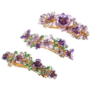 3 Pcs Hair Barrettes for Women Hair Clip Sparkly Rhinestones Hairpin - Picture 1 of 10