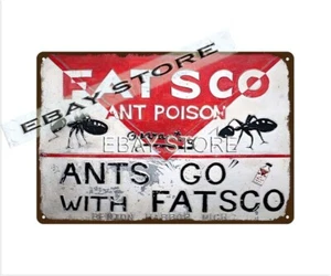 light antique-style FATSCO ANT POISON BENTON HARBOR MI retro tin sign - Picture 1 of 2