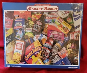 Demoulas Marktkorb 500 Stück Puzzle blaue Box größere Teile neu versiegelt! USA! - Bild 1 von 6