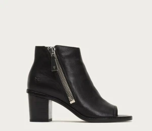 NEW FRYE Brielle Zip Peep Bootie Womens 5.5 Leather Ankle Boots $298 - Picture 1 of 9