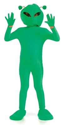 Kids Alien Costume S - XL Boys Girls Green Martian Fancy Dress Outer Space UFO - Image 1 of 4
