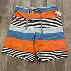 Patagonia Board Shorts Men's Sz 28 Orange Blue Striped Swim Trunks New - Picture 1 of 9