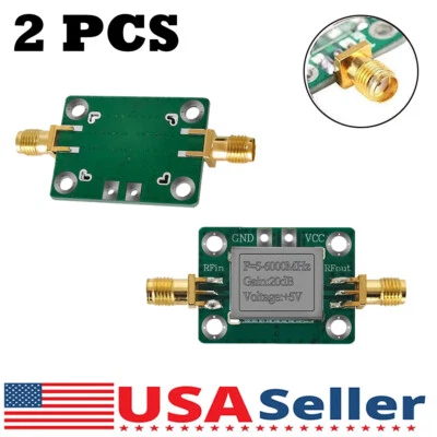 2PCS 5M-6GHz RF Broadband Signal Amplifier Power Amplifier Gain 20dB VFH UHF SHF - Image 1 of 4
