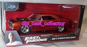 New Jada Fast & Furious 1:24 Dom's Plymouth Roadrunner Orange Boxed Shipping