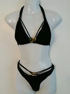 Gottex 2Pc Padded Halter Gold Accents Bikini Set Size 6 Super Rare! - Picture 1 of 5
