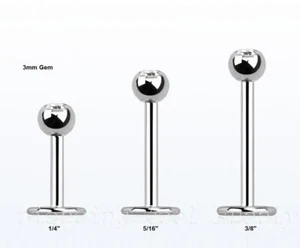 Pressa acciaio chirurgico 20G adatta gemma superiore Labret Monroe orecchio Tragus 2,5 mm 3 mm gemma - Foto 1 di 3
