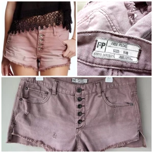 FREE PEOPLE Runaway Shorts 26 Blush Distressed Cutoff Exposed Button Fly Wornx1 - Picture 1 of 10