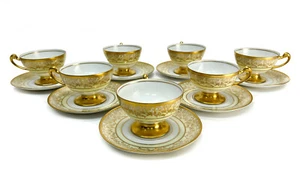 7 Hutschenreuther und Heinrich & Co. Porzellan Teetassen, um 1930  - Bild 1 von 5