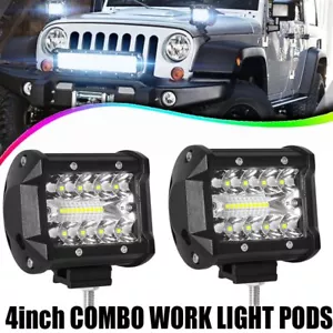 4 Inch Led Lights Bar Off Road Pod Triple Row Spot Flood Combo Fog Truck ATV SUV - Picture 1 of 11