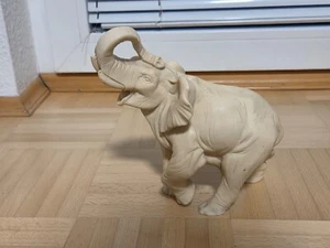 ELEFANT Deko Dumbo Figur Skulptur Big Five Afrika Harz Elfenbein Weiß massiv - Bild 1 von 5