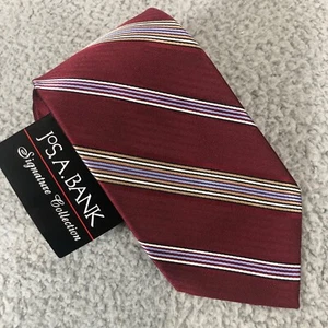 Jos. A. Bank Signature Collection 59" Necktie Silk Red Multicolor Striped NWT - Picture 1 of 6