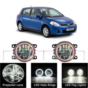 LED Fog Light Kit Angel Eye Rings DRL Daytime Running Lamp Fit For Nissan Versa - Picture 1 of 12