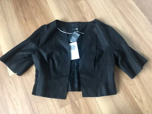 Coast Sonia Black Linen Bolero Cropped Short Jacket ¾ Sleeve ~ UK 12 ~ BNWT - Picture 1 of 7