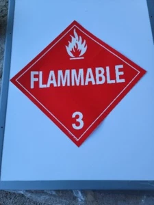  Pack Of 25  Flammable 3 Safety Sign Paperbacked Vinyl 10 3/4" x 10 3/4" - Afbeelding 1 van 2