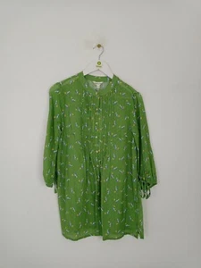 Monsoon Cotton/Linen Blend Ladies Camille Leaf Blouse Green Size M NWOT F2 - Picture 1 of 9