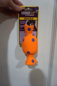 NWT MULTIPET DOG TOY LATEX CANDY POLKA DOT WITH SQUEAKER ORANGE - Picture 1 of 4