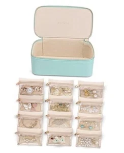  Jewelry Box Organzier for Travel,12 Pcs Velvet Jewelry 12Pcs Lake Blue - Picture 1 of 7